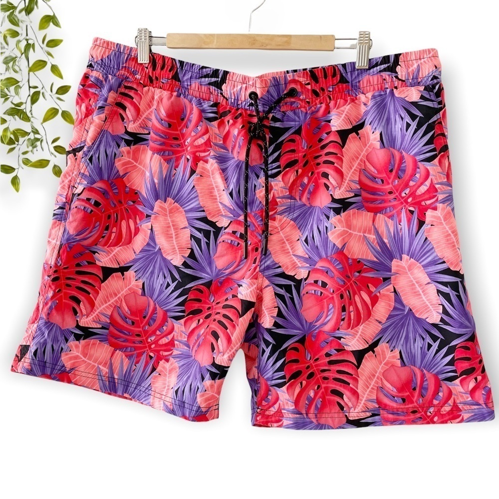 Mens 2X Tropical Swim Trunks